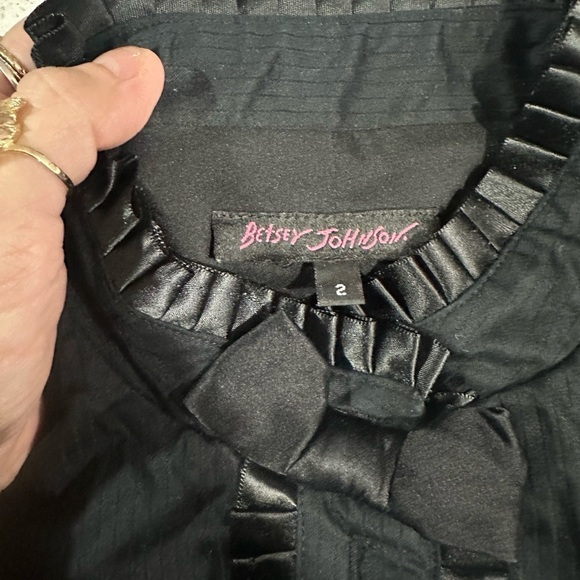 Vintage Y2K Betsey Johnson Black Satin Jacket Size 2 Women Bows - Picture 2 of 6